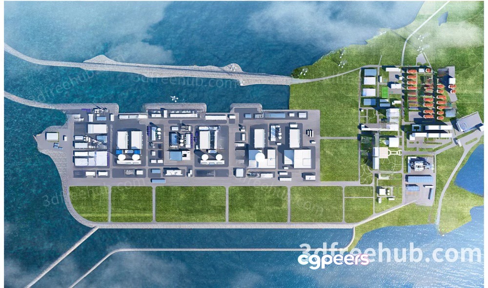 A 3D Map Of A Large Facility Or Industrial Area 3D Model - 2106 - VRAY Render