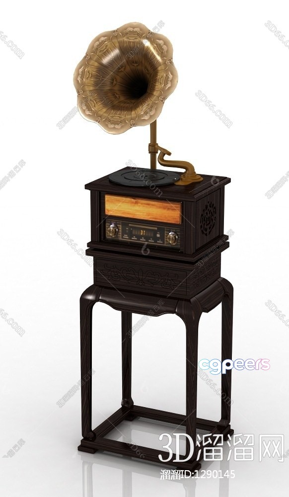 A Vintage Gramophone 3D Model - 7355 - VRAY Render
