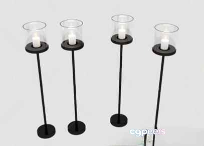 Black Candle Holders 3D Model - 685 - VRAY Render