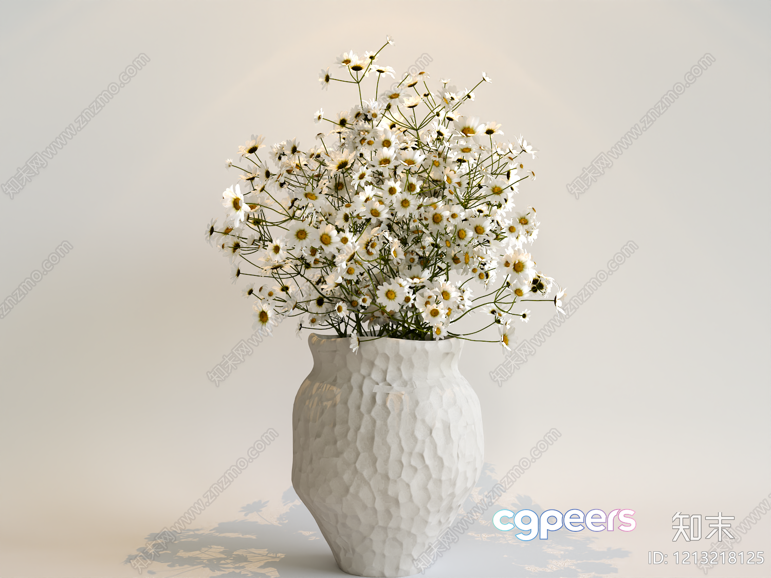 White Textured Vase 3D Model - 21473 - VRAY Render