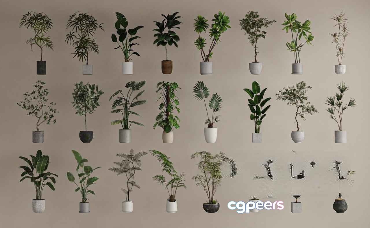 Plants In Pots 3D Model - 12408 - VRAY Render