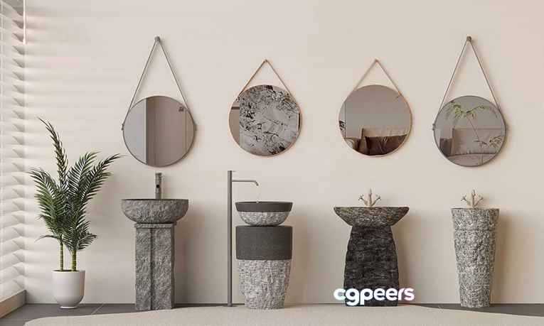 Modern Bathroom Decor 3D Model - 850 - VRAY Render Modern Bathroom Decor 3D Model - 850 - VRAY Render