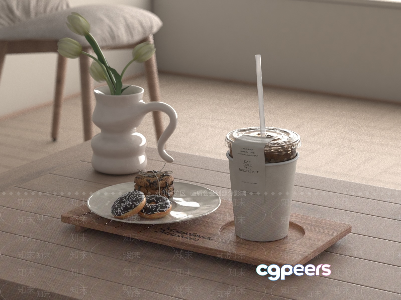 A Table With Food And Drinks 3D Model - 15899 - VRAY Render A Table With Food And Drinks 3D Model - 15899 - VRAY Render