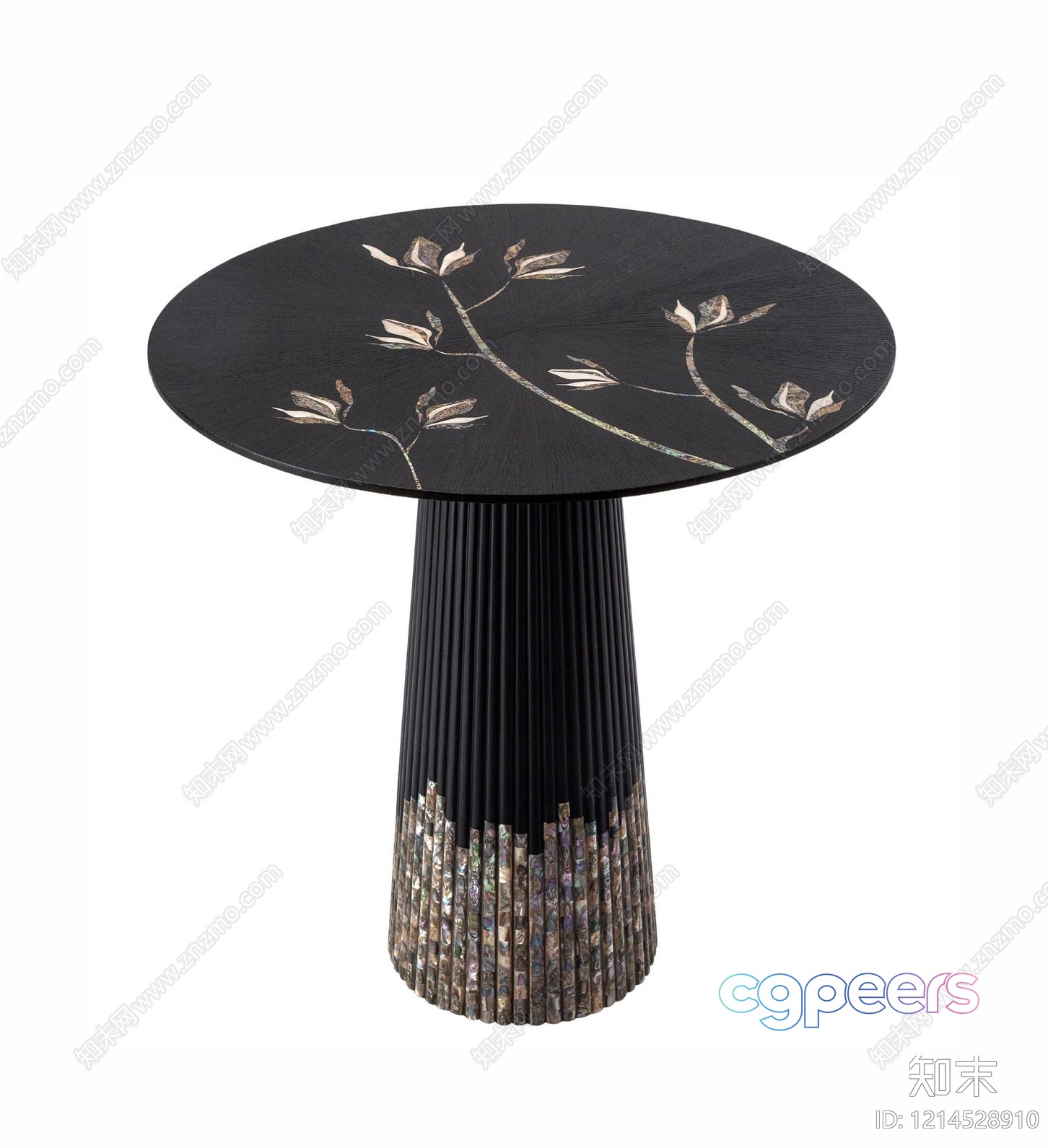 A Table With A Unique Design Featuring A Round Top And A Tall 3D Model - 9899 - VRAY Render