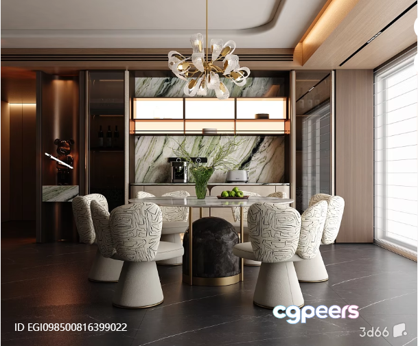 Modern Dining Room 3D Model - 6440 - VRAY Render Modern Dining Room 3D Model - 6440 - VRAY Render