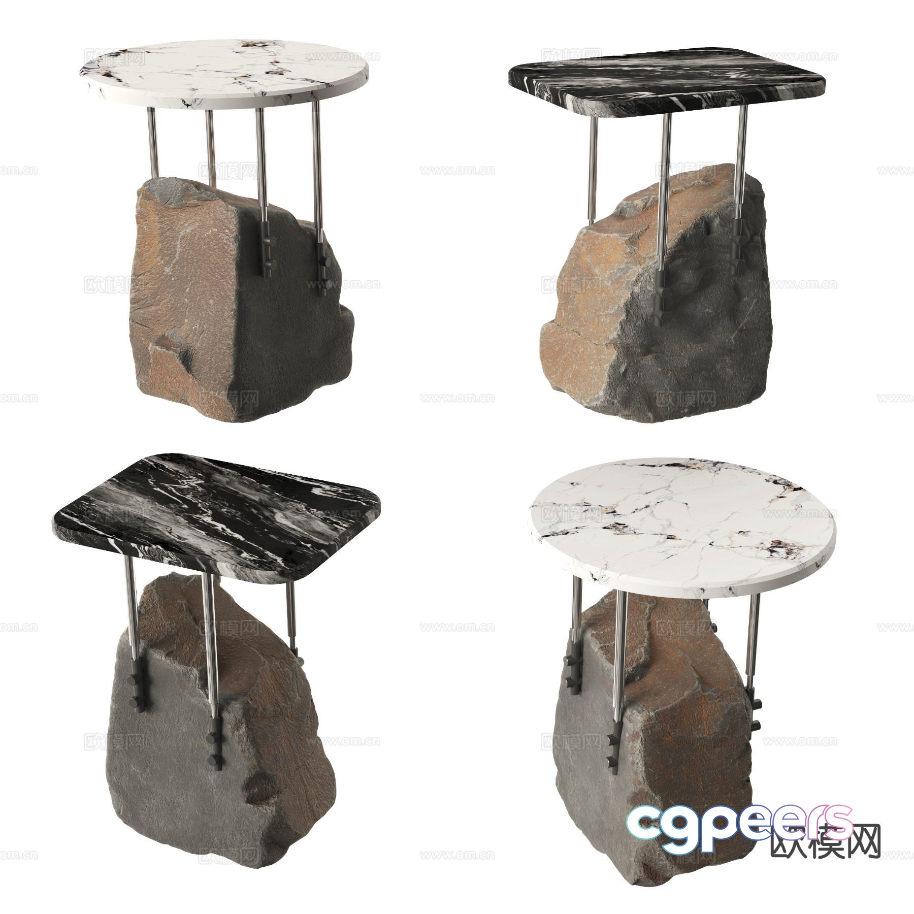 Modern Stone Tables 3D Model - 11480 - VRAY Render