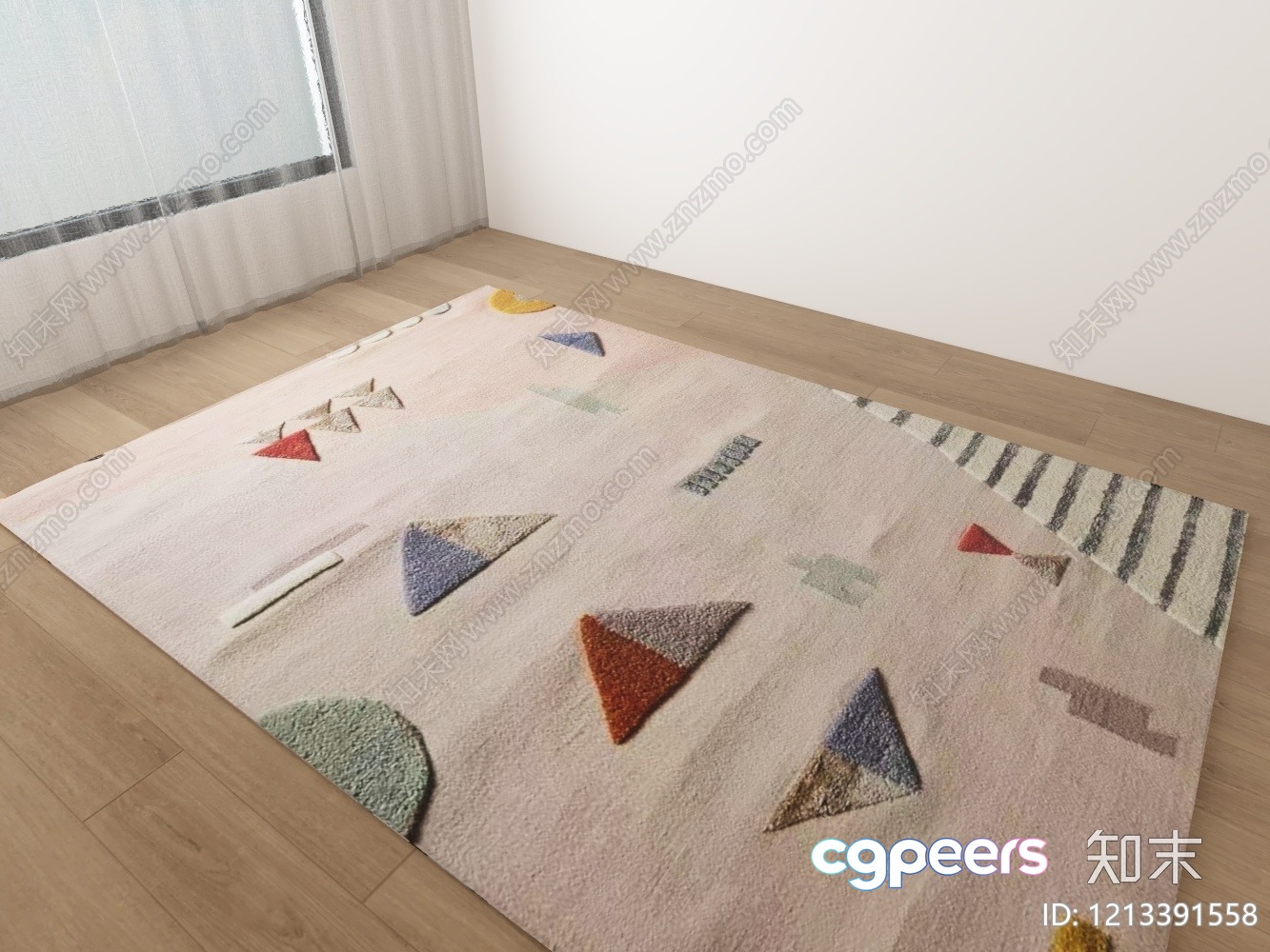 Cozy Geometric Rug In A Room 3D Model - 8022 - VRAY Render