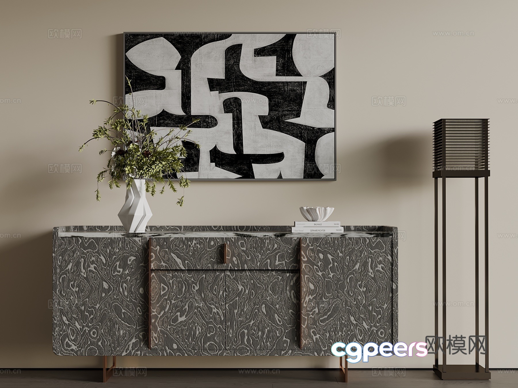 Modern Abstract Painting 3D Model - 23414 - VRAY Render