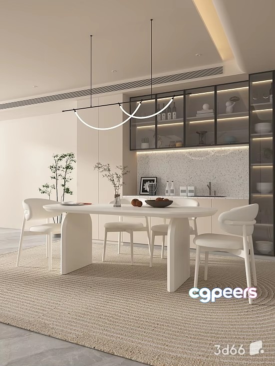 Modern Dining Room 3D Model - 19447 - VRAY Render