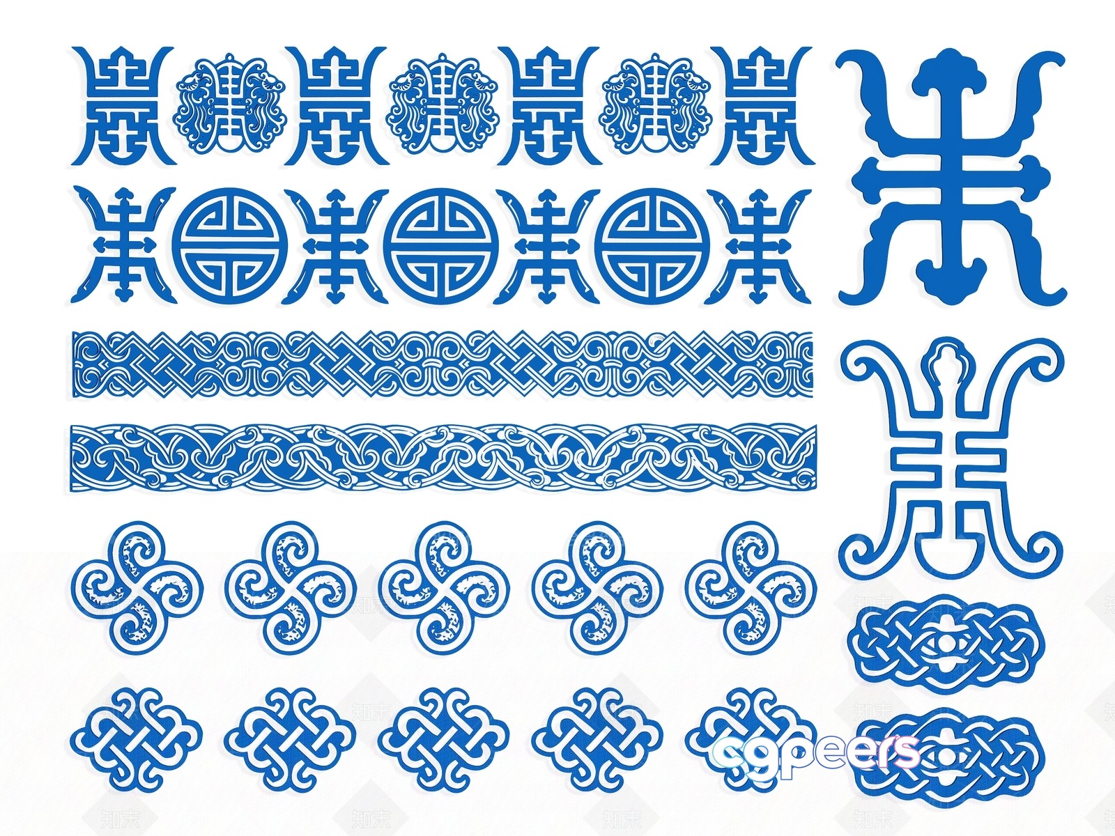 Blue Asian-Inspired Design Elements 3D Model - 18378 - VRAY Render Blue Asian-Inspired Design Elements 3D Model - 18378 - VRAY Render