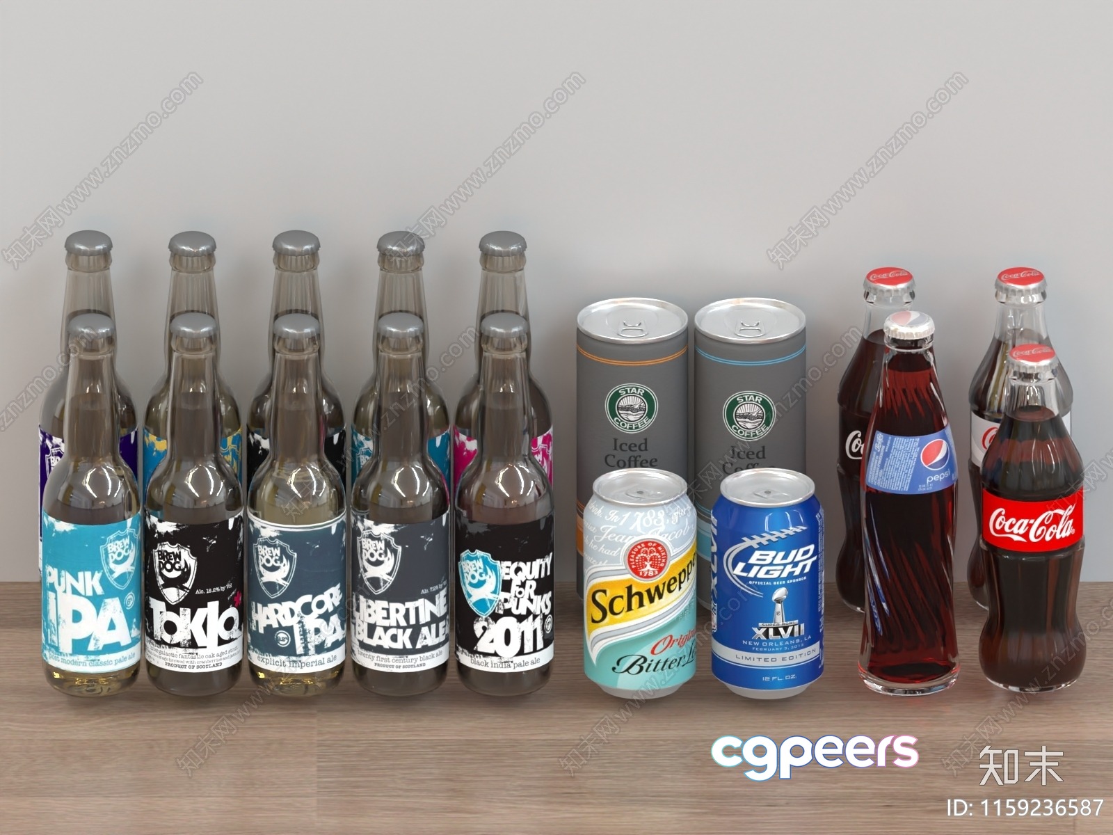 Various Beverage Cans And Bottles 3D Model - 11849 - VRAY Render Various Beverage Cans And Bottles 3D Model - 11849 - VRAY Render