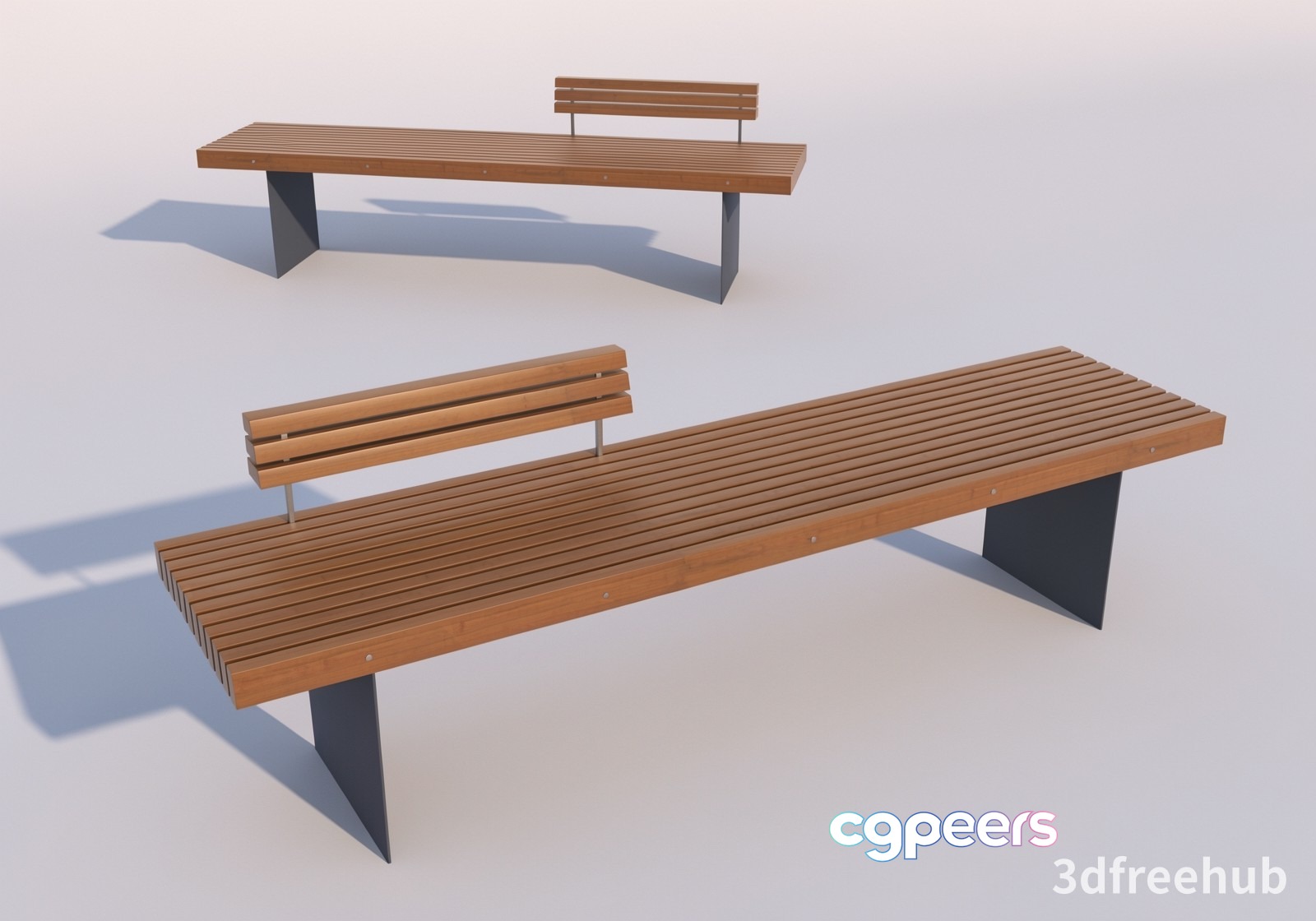 Three Wooden Benches 3D Model - 19352 - VRAY Render