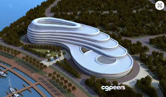 Modern White Building 3D Model - 5596 - VRAY Render