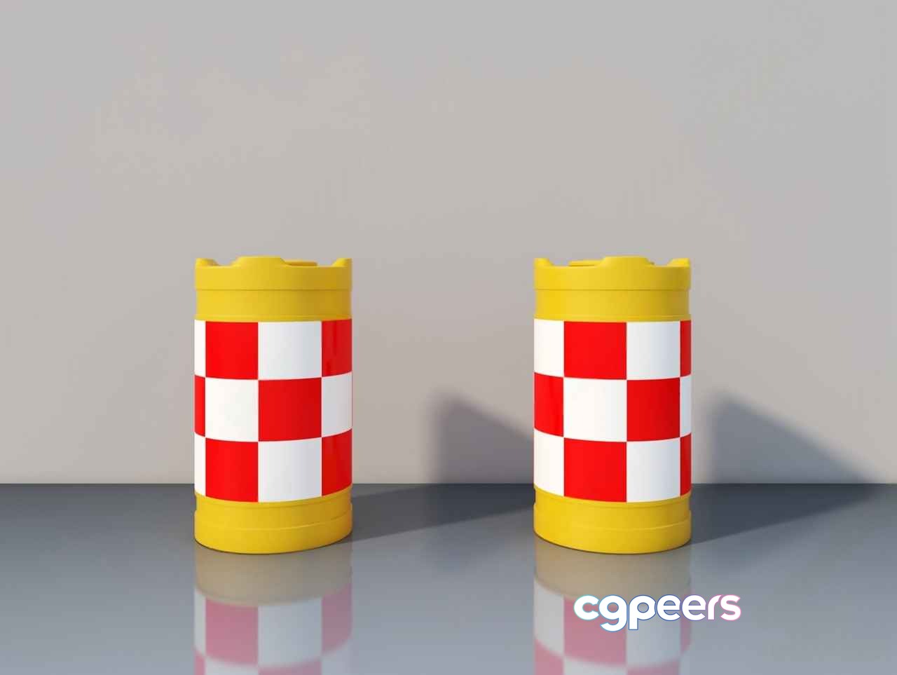 Two Checkered Objects 3D Model - 15207 - VRAY Render
