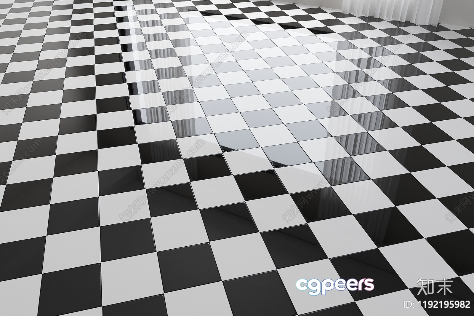 Black And White Checkered Floor 3D Model - 5184 - VRAY Render Black And White Checkered Floor 3D Model - 5184 - VRAY Render