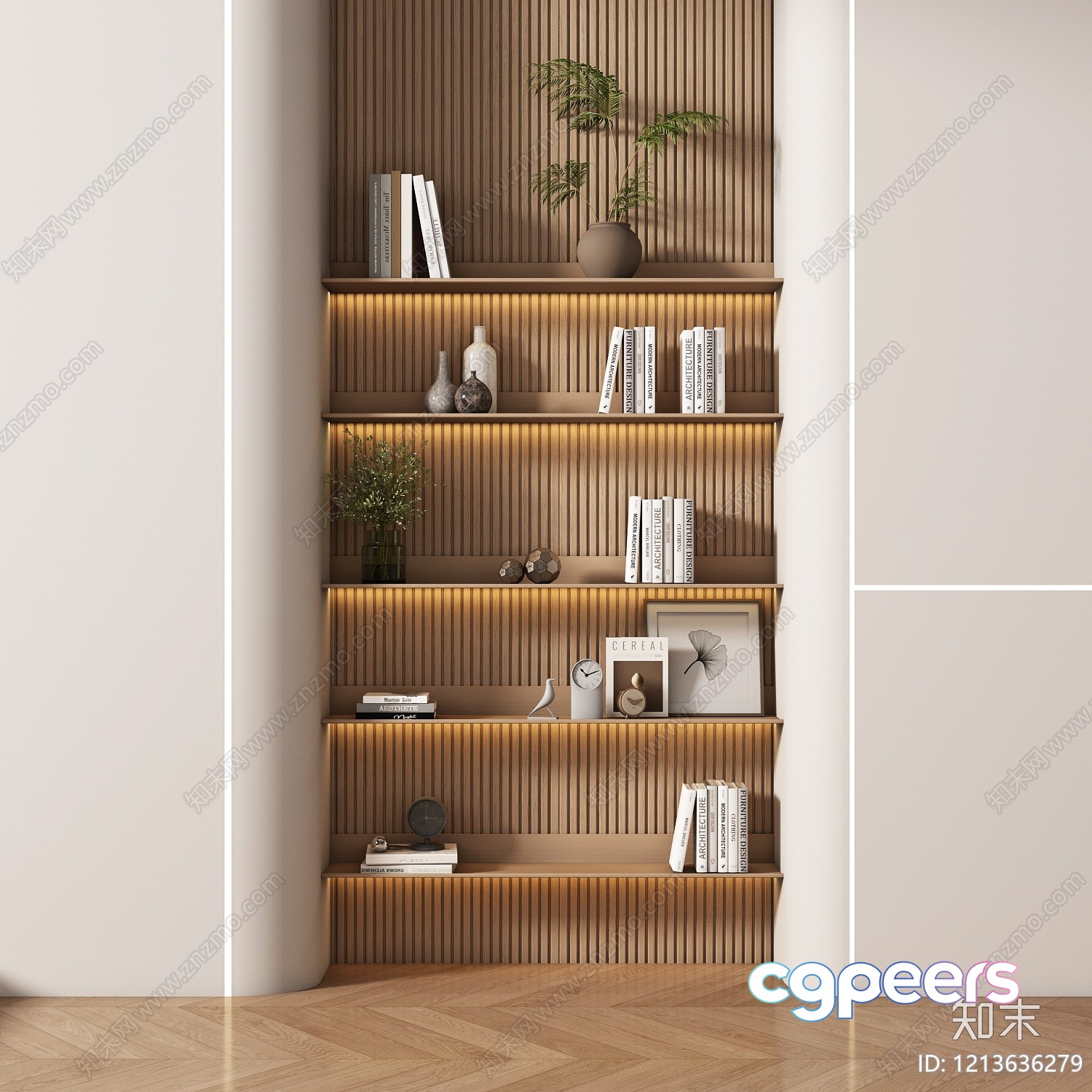 Modern Bookshelf 3D Model - 21897 - VRAY Render