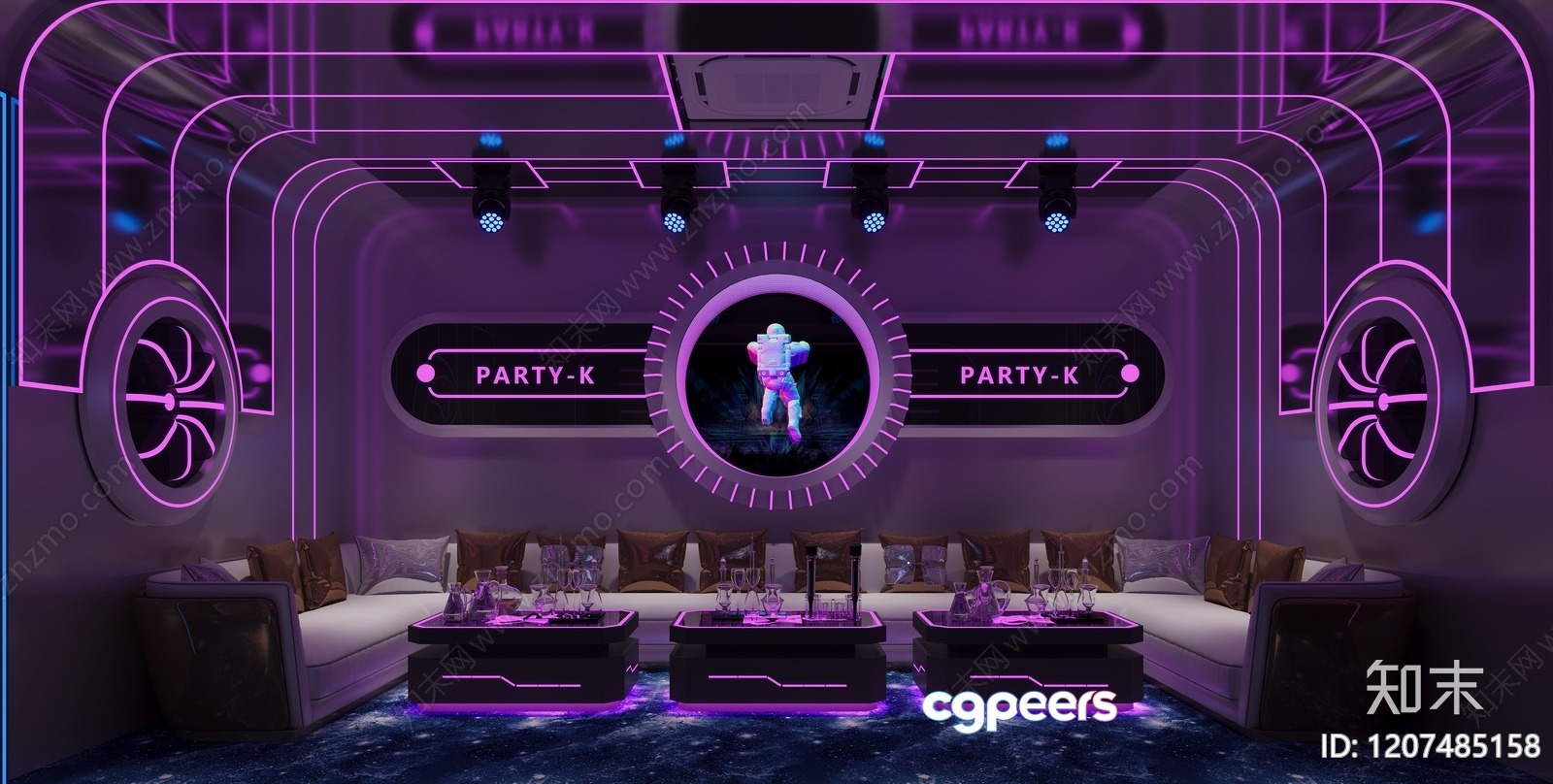 Modern Party Room 3D Model - 1676 - VRAY Render