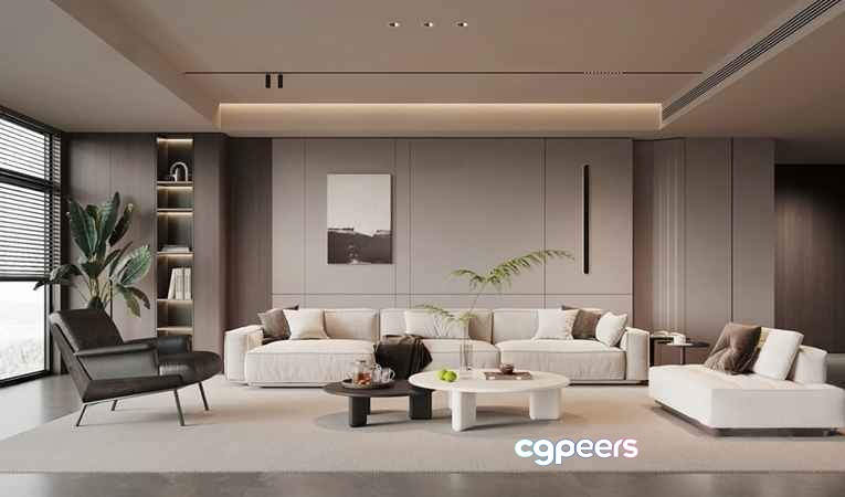 Modern Living Room 3D Model - 4037 - VRAY Render Modern Living Room 3D Model - 4037 - VRAY Render