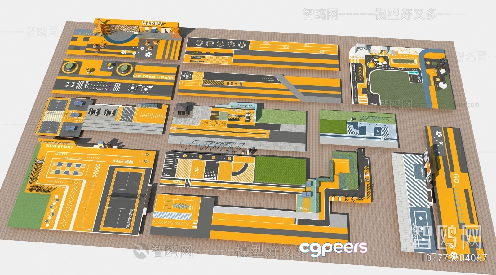 A Large Floor Plan 3D Model - 7333 - VRAY Render
