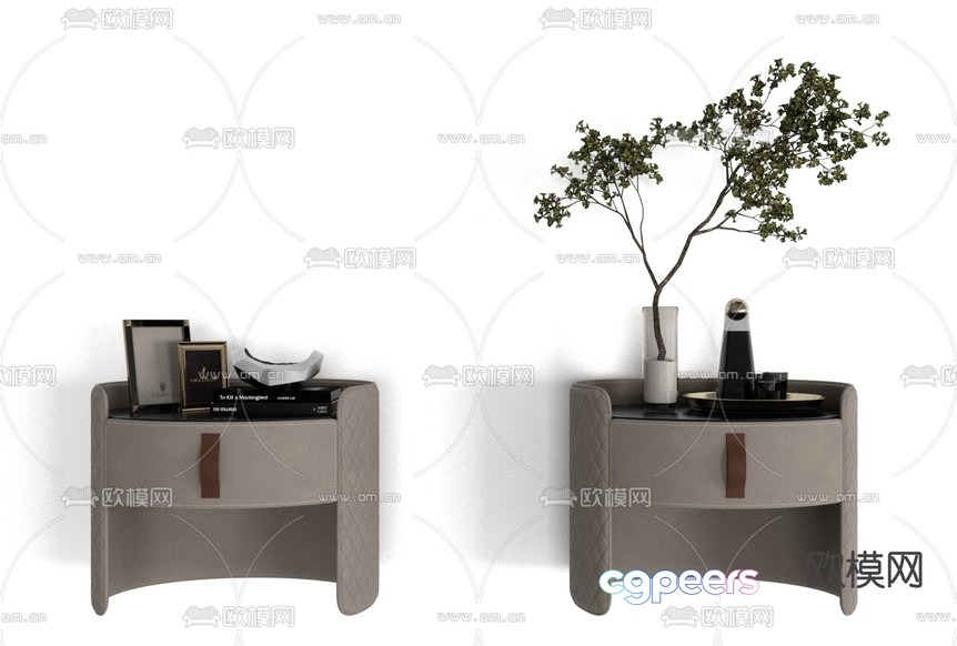 Modern Gray Nightstands 3D Model - 21038 - VRAY Render Modern Gray Nightstands 3D Model - 21038 - VRAY Render