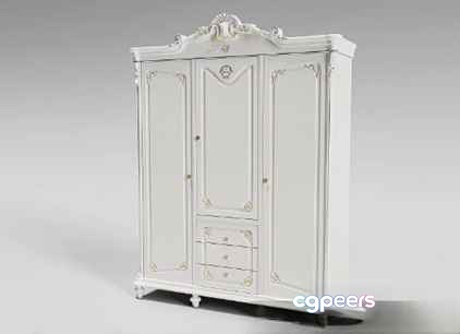 White Wardrobe 3D Model - 21026 - VRAY Render