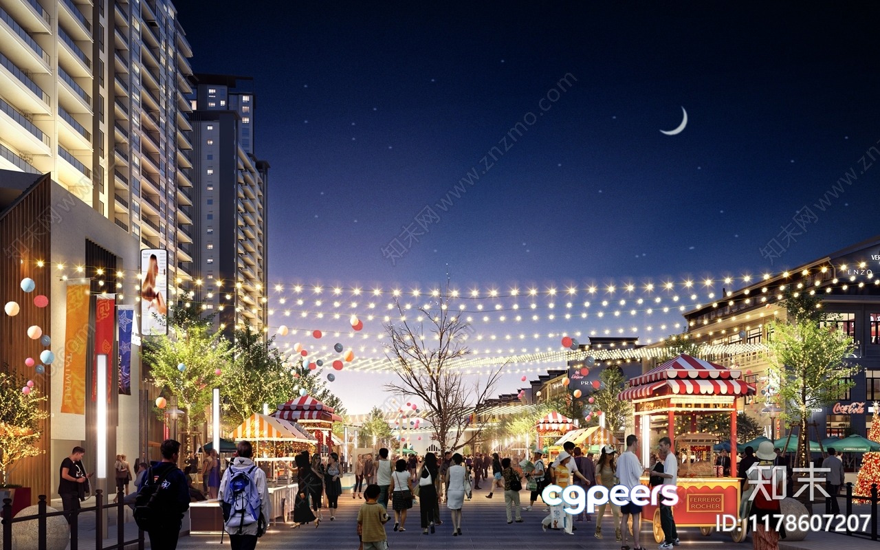 A City Street At Night 3D Model - 16510 - VRAY Render