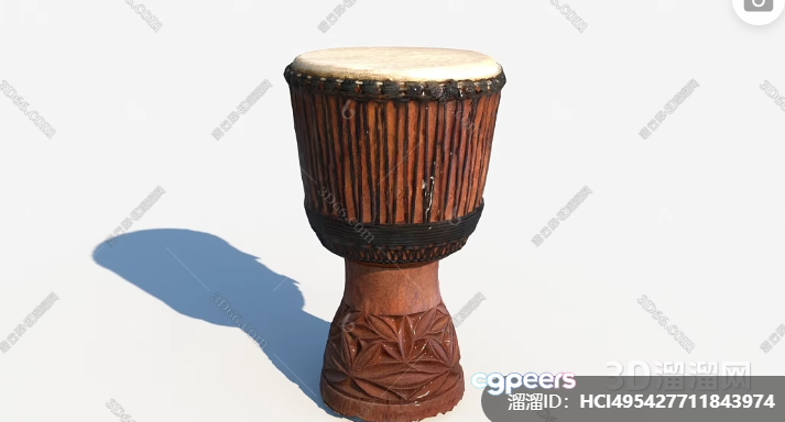 A Wooden Drum 3D Model - 23405 - VRAY Render