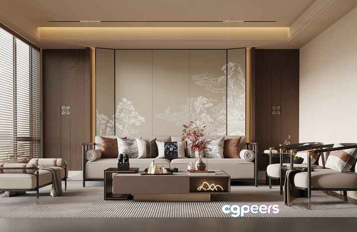 Modern Living Room 3D Model - 12951 - VRAY Render Modern Living Room 3D Model - 12951 - VRAY Render
