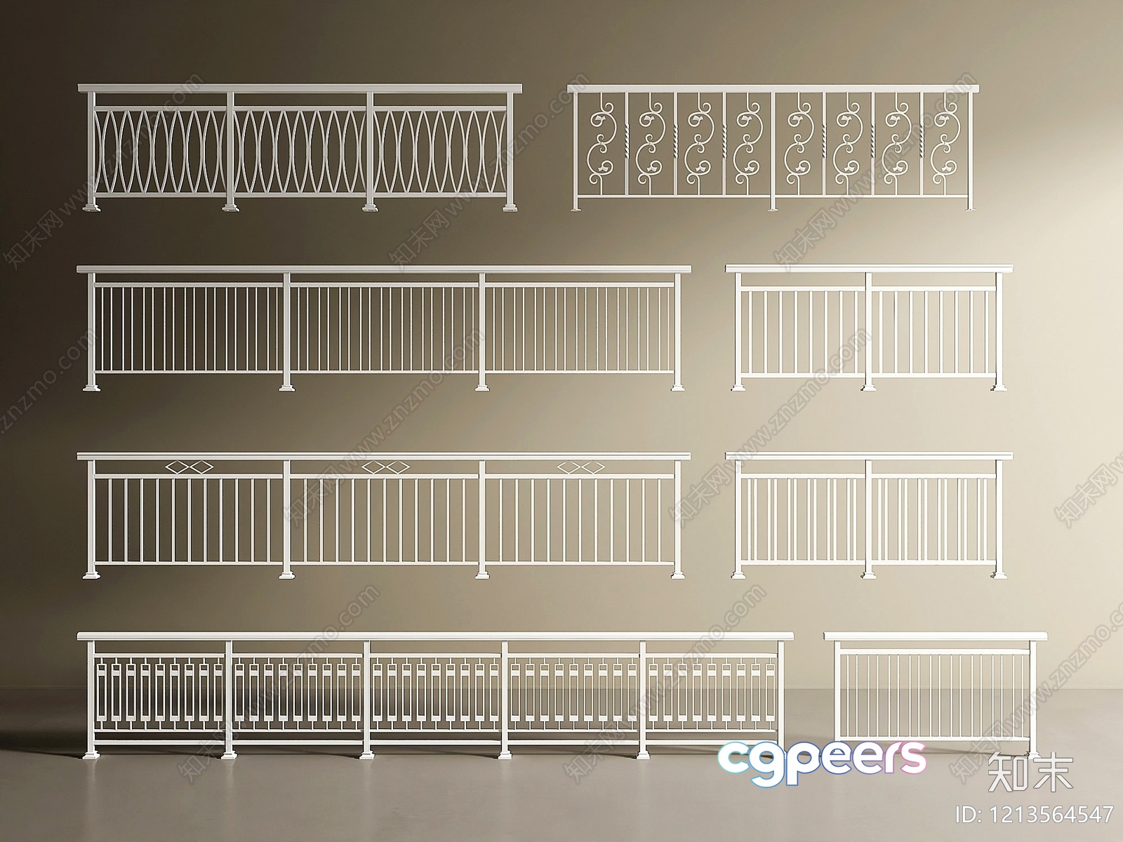 White Metal Railings 3D Model - 16840 - VRAY Render