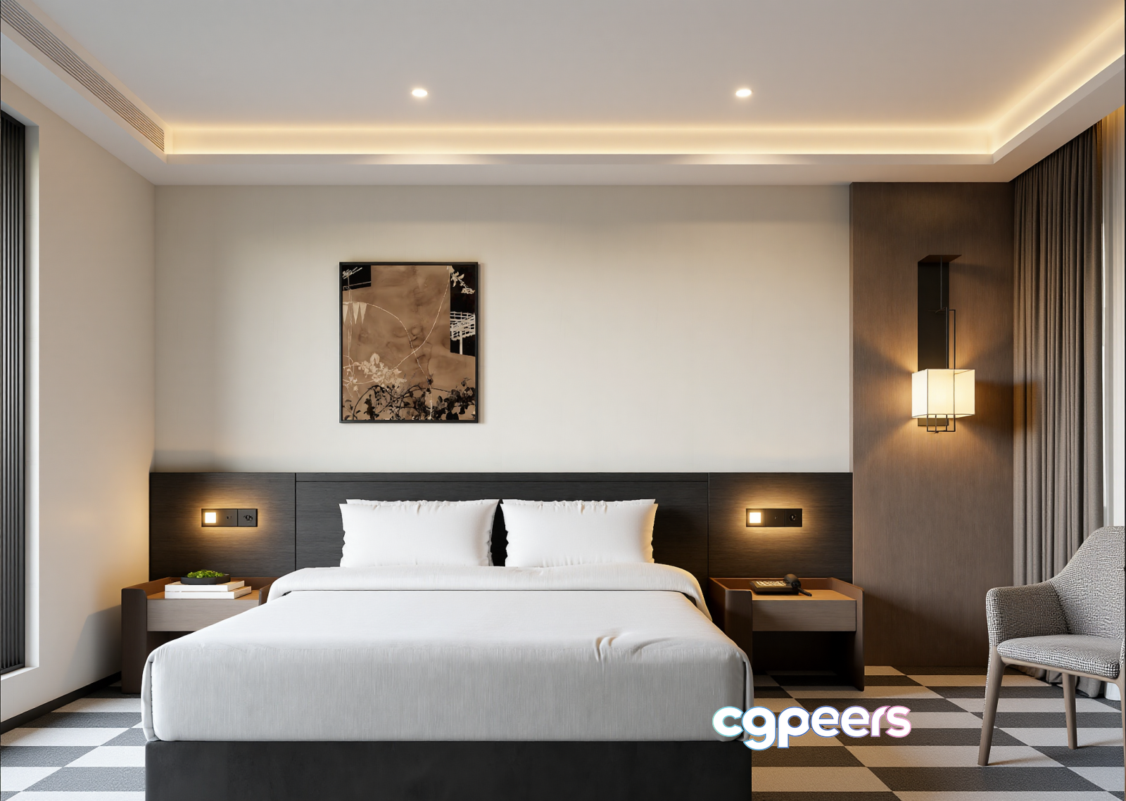 Modern Hotel Room 3D Model - 7190 - VRAY Render Modern Hotel Room 3D Model - 7190 - VRAY Render