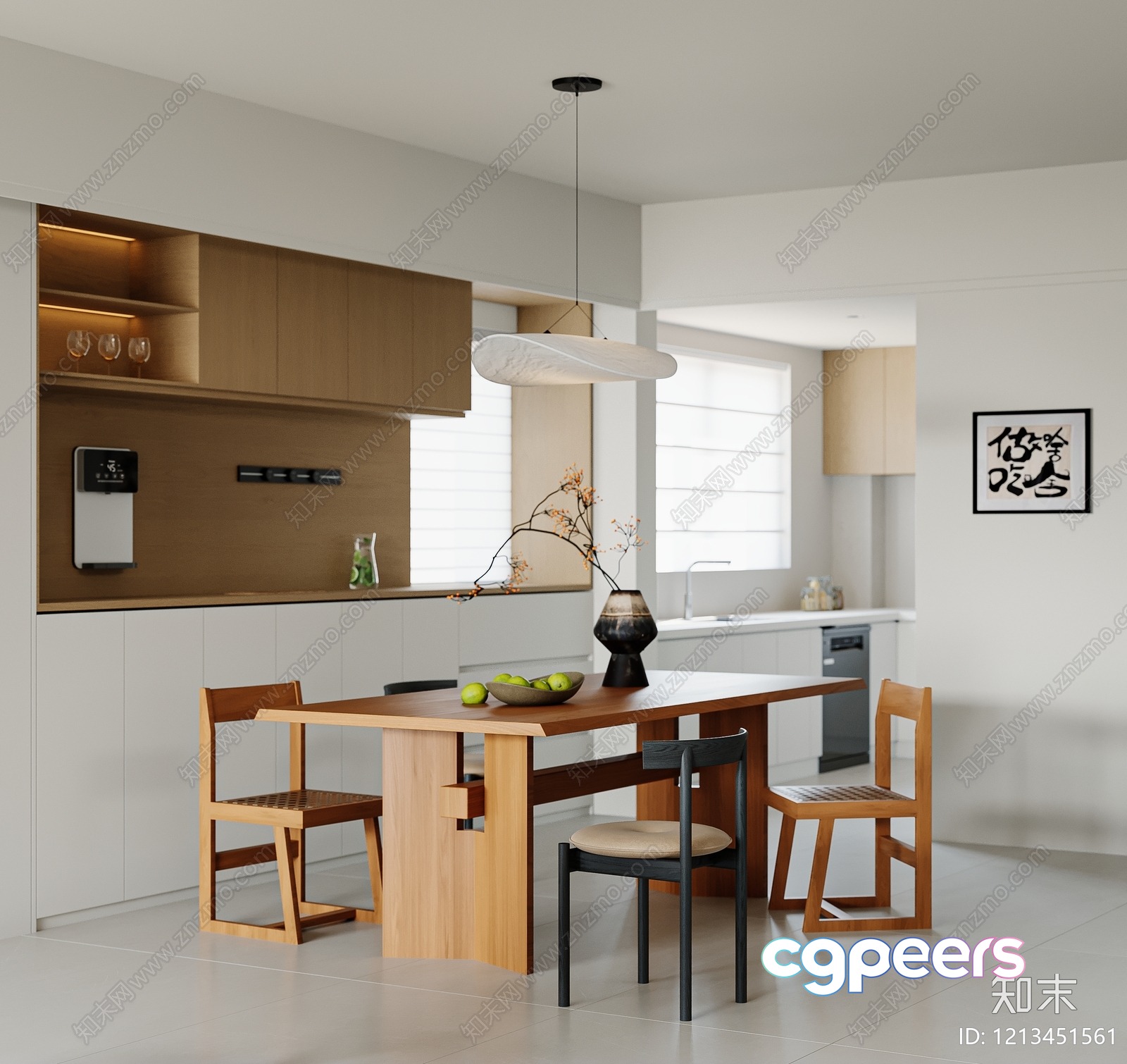 Modern Minimalist Dining Room 3D Model - 6916 - VRAY Render