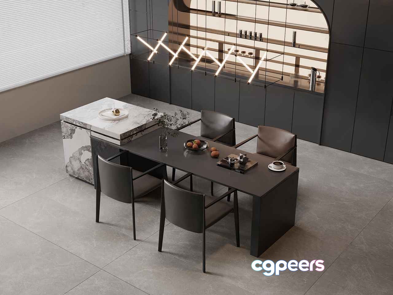 Modern Dining Table 3D Model - 10324 - VRAY Render