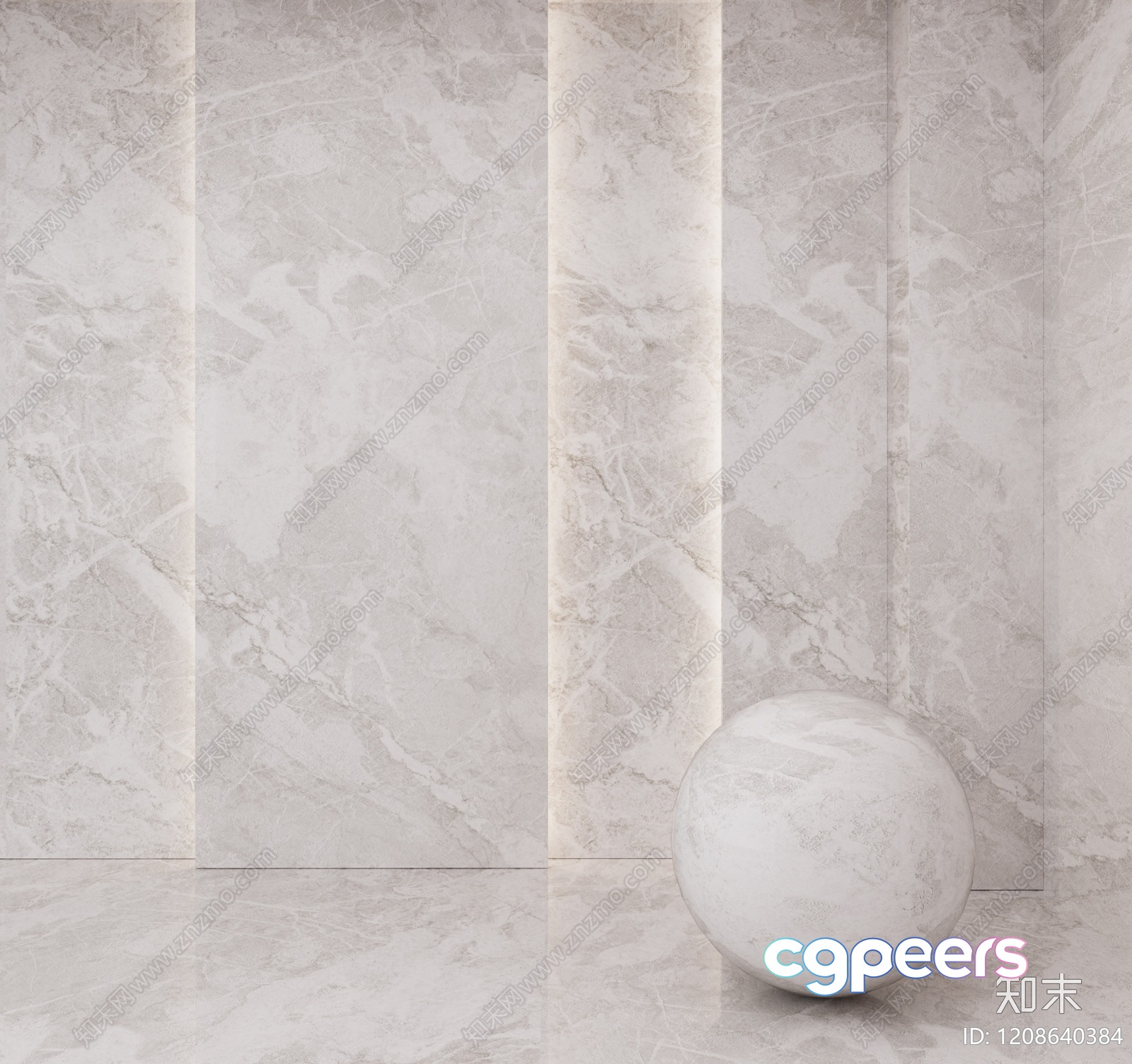 A Marble Sphere On A Marble Floor 3D Model - 2014 - VRAY Render
