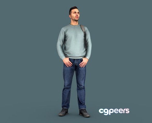 3D Game Assets - Handsome Guy In A Blue Sweater 3D Game Assets - Handsome Guy In A Blue Sweater