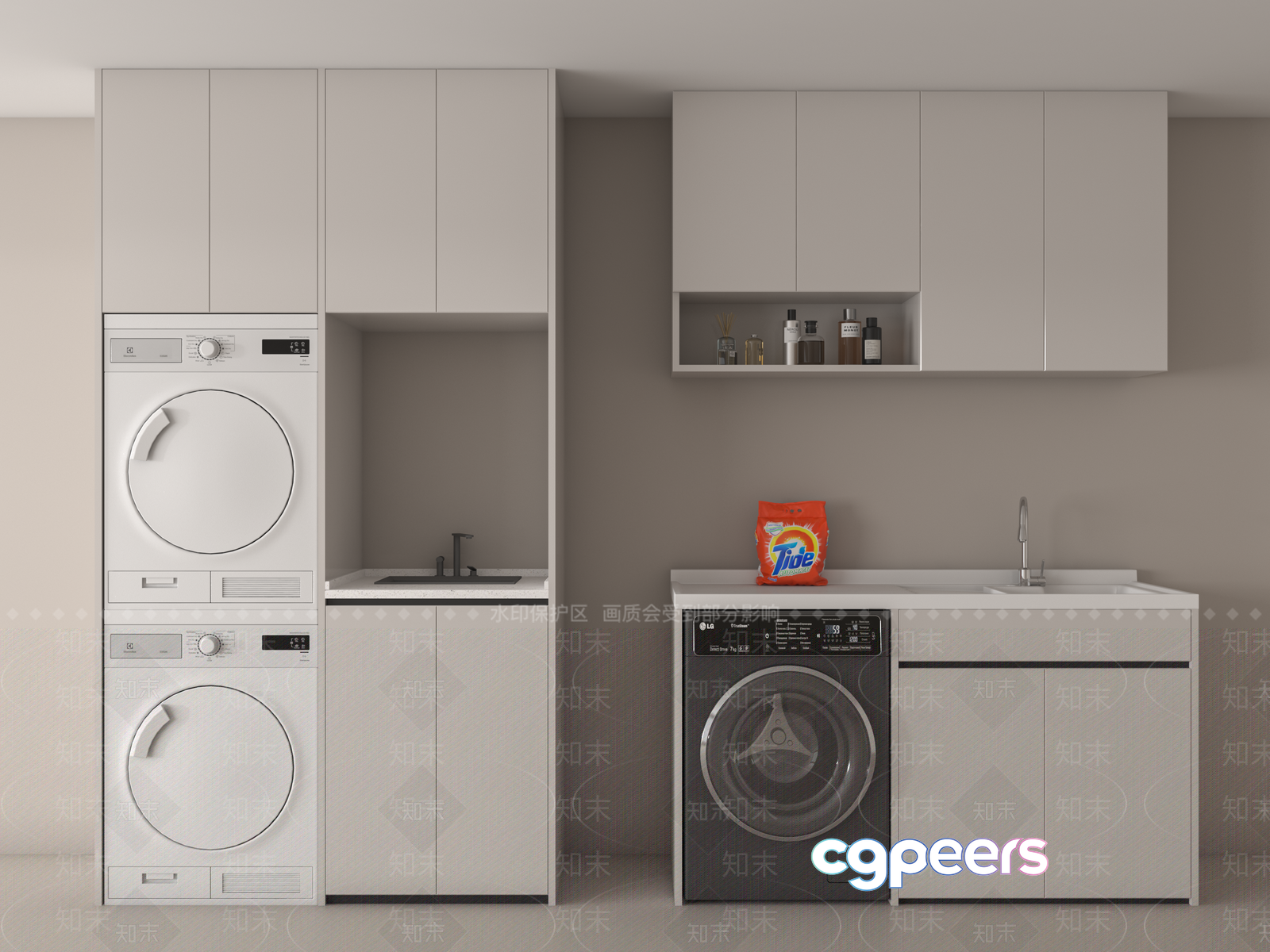 Modern Laundry Room 3D Model - 19212 - VRAY Render Modern Laundry Room 3D Model - 19212 - VRAY Render