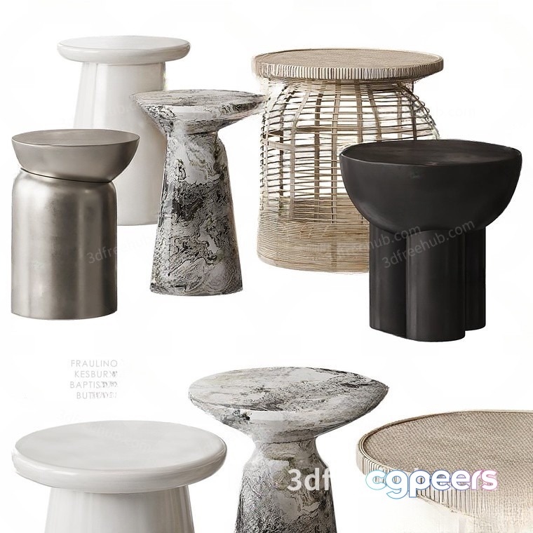 A Collection Of Stools 3D Model - 18946 - VRAY Render