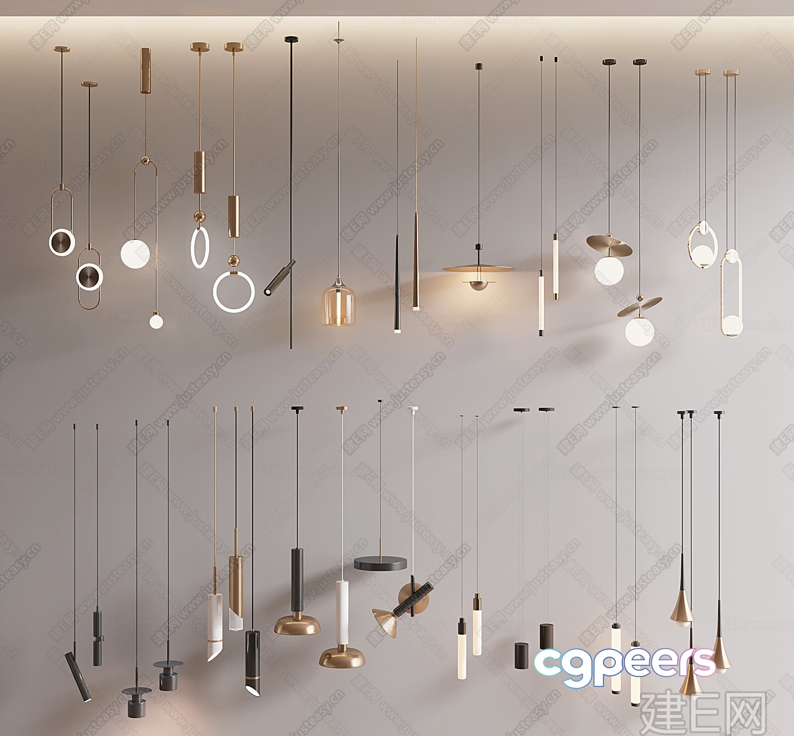 Gold Light Fixture 3D Model - 14038 - VRAY Render