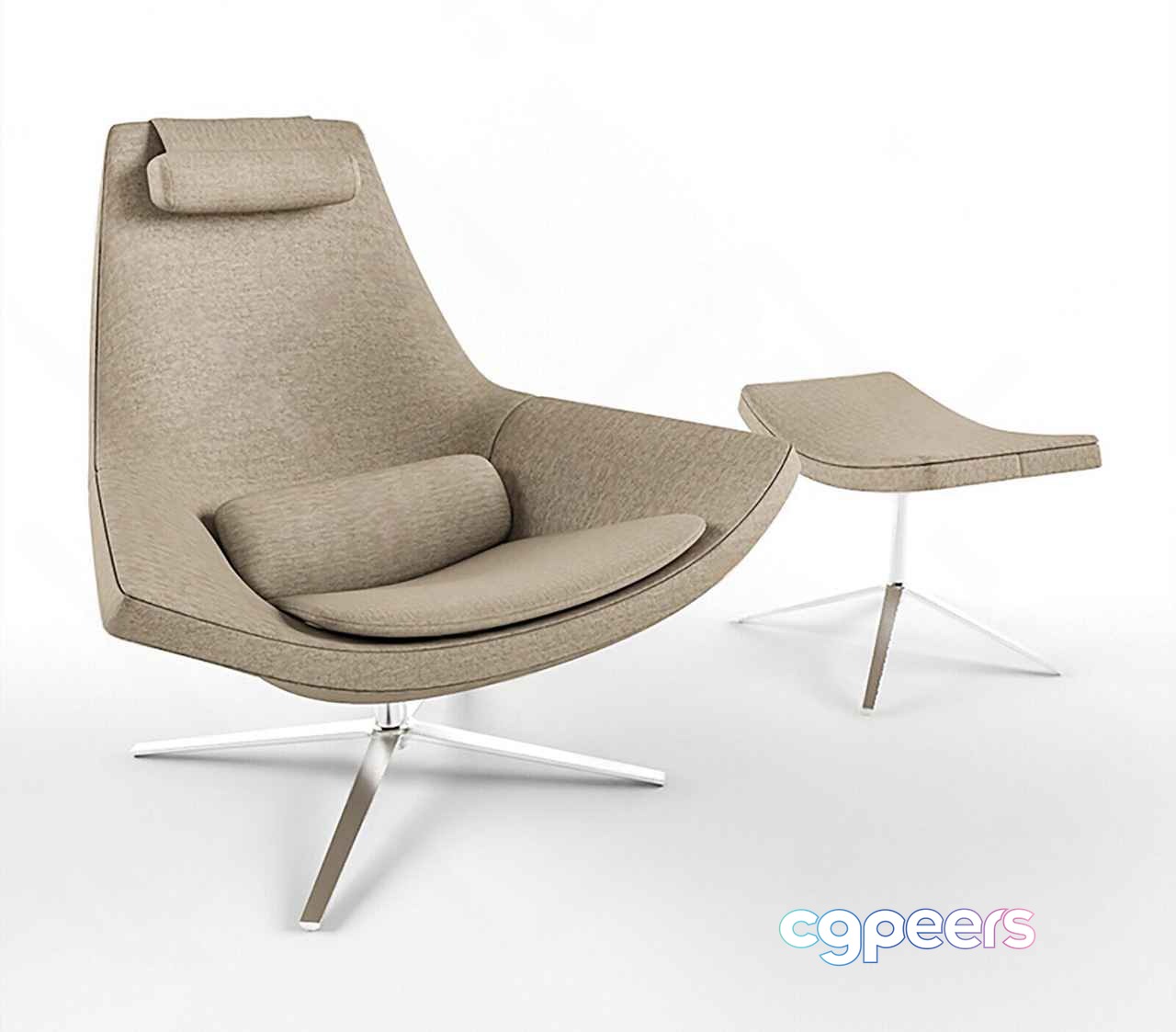 Modern Light Brown Chair 3D Model - 14634 - VRAY Render