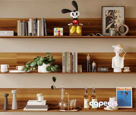 Modern Wooden Shelves 3D Model - 17516 - CORONA Render