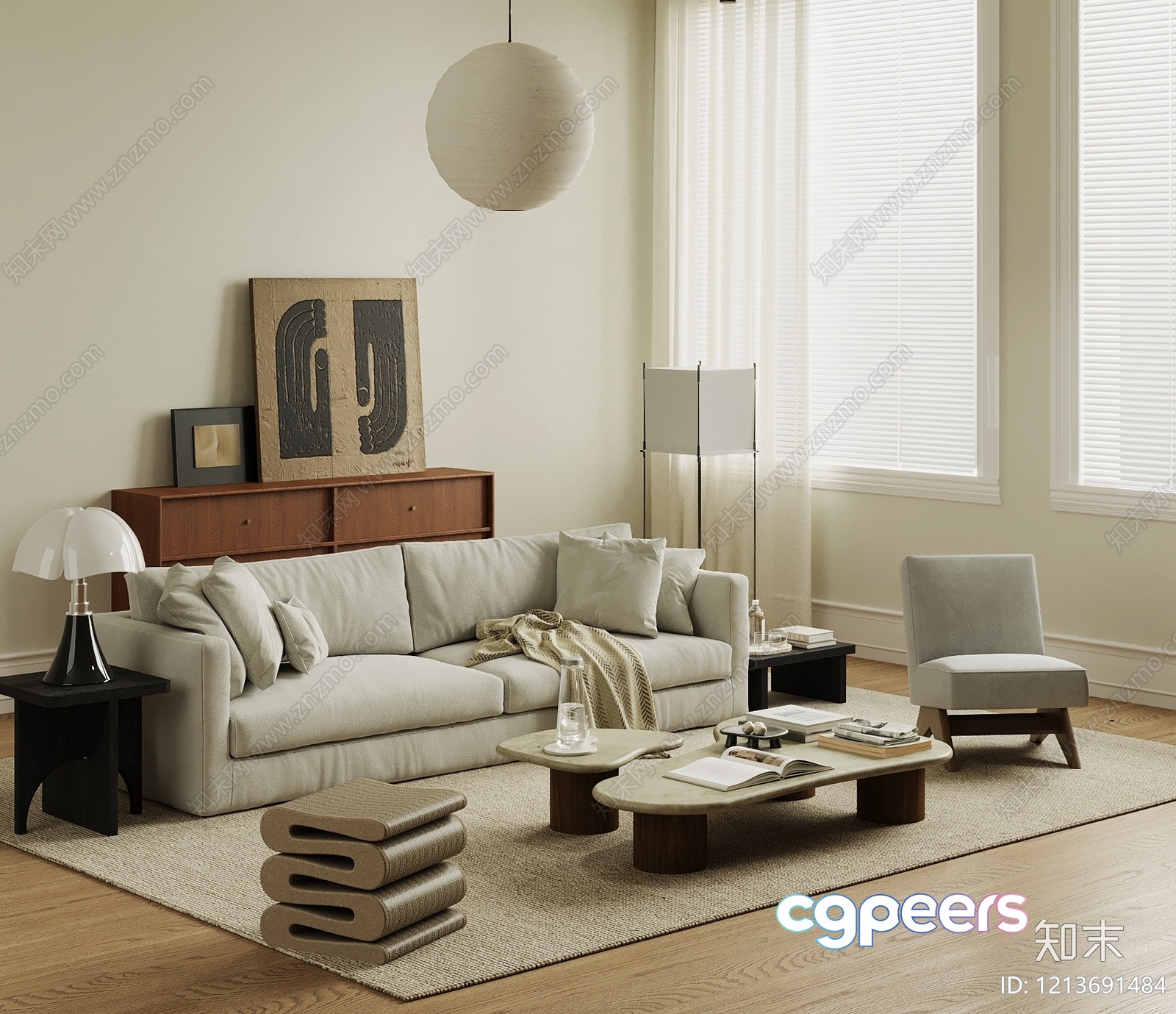 Modern Living Room 3D Model - 9892 - VRAY Render