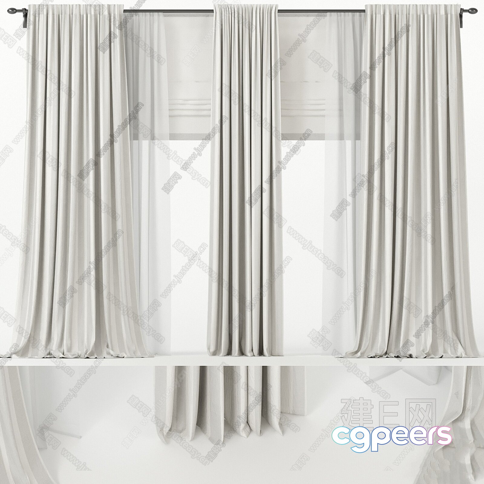 White Curtains 3D Model - 10372 - VRAY Render White Curtains 3D Model - 10372 - VRAY Render