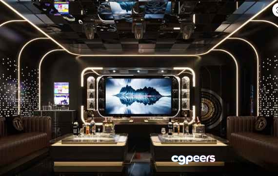 Modern Entertainment Room 3D Model - 12680 - VRAY Render