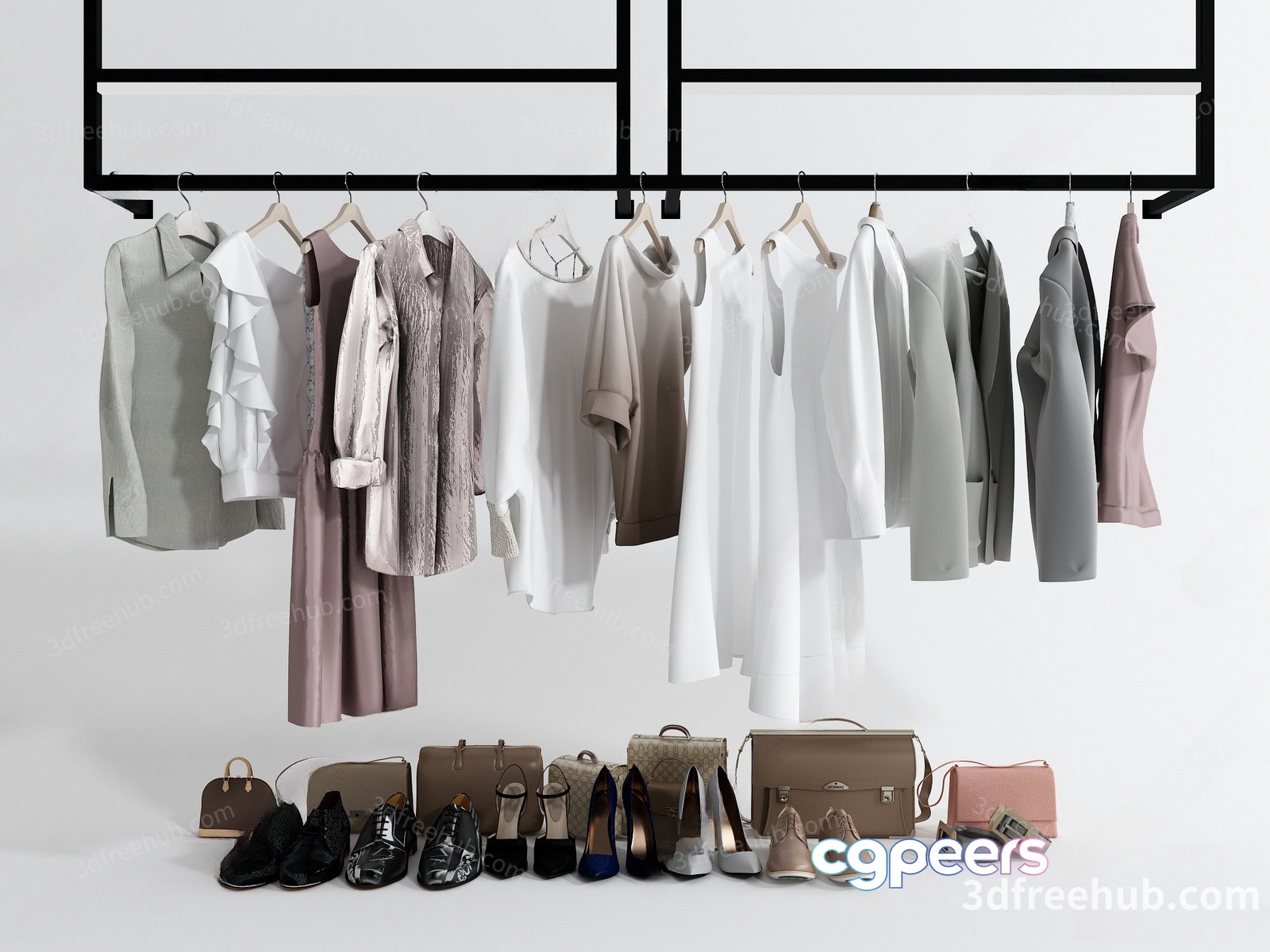 White Clothes Rack 3D Model - 22230 - VRAY Render