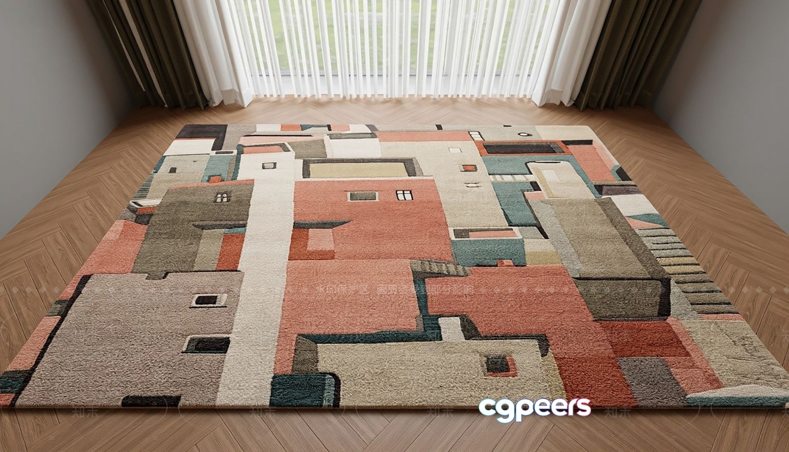 Modern Geometric Rug 3D Model - 7934 - CORONA Render Modern Geometric Rug 3D Model - 7934 - CORONA Render
