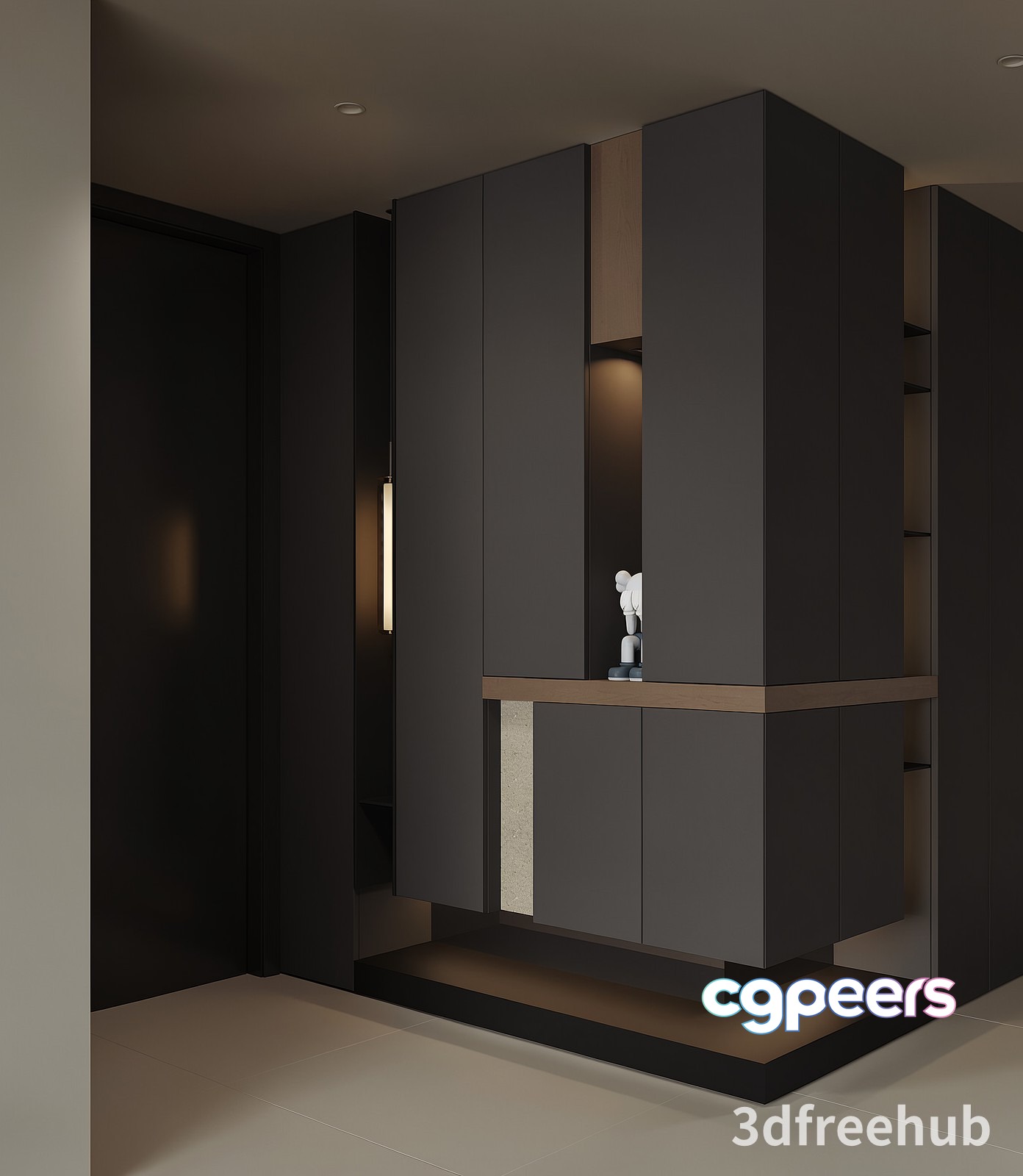 Modern Dark Wood Cabinet 3D Model - 21890 - VRAY Render