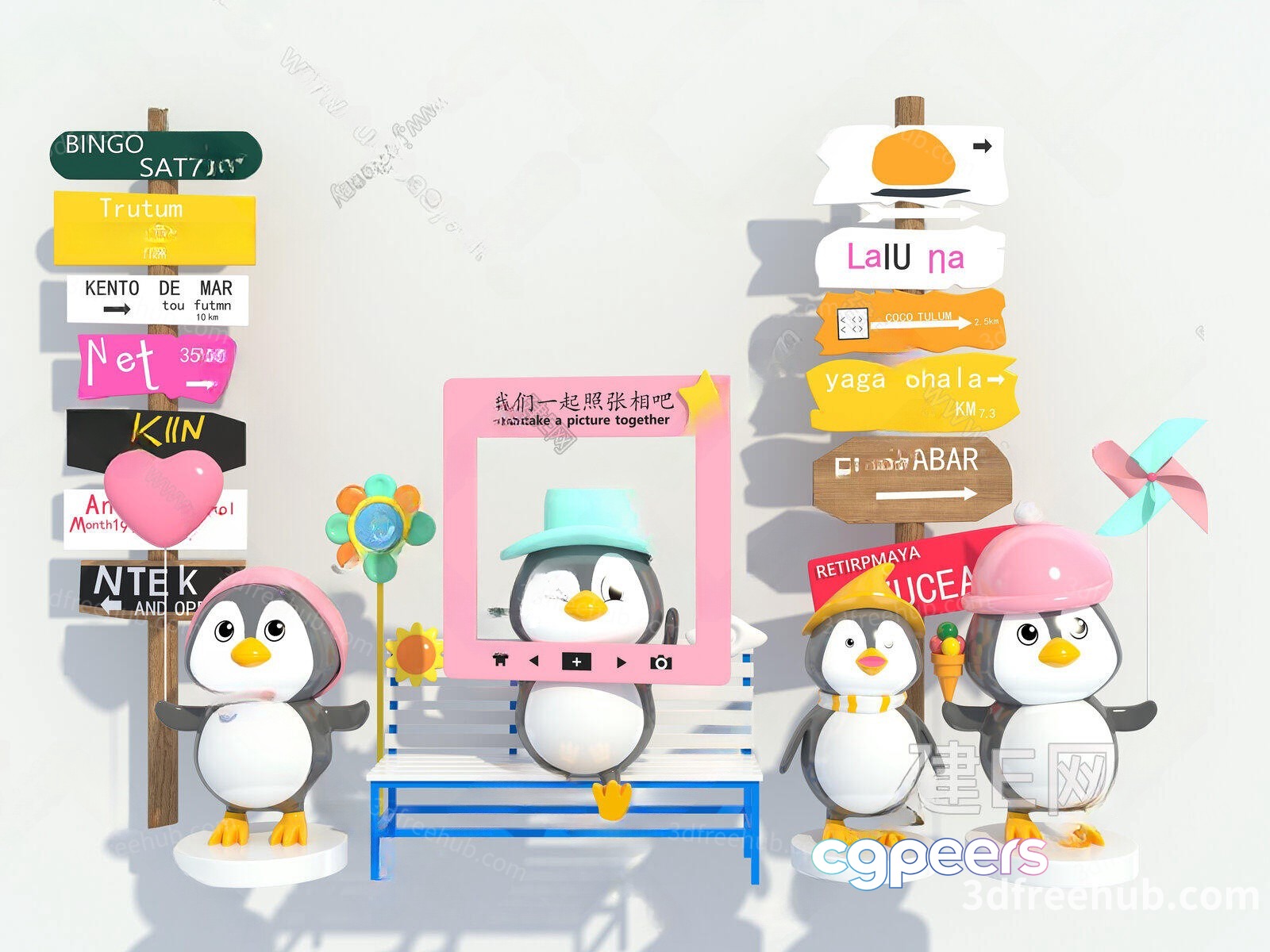 The Main Subject Is A Cartoon Penguin With A Sign 3D Model - 20785 - VRAY Render The Main Subject Is A Cartoon Penguin With A Sign 3D Model - 20785 - VRAY Render