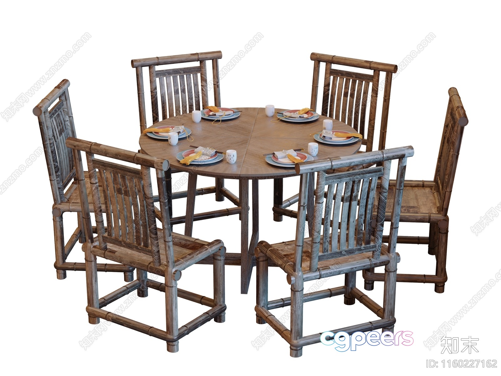 Rustic Bamboo Dining Set 3D Model - 16870 - CORONA Render