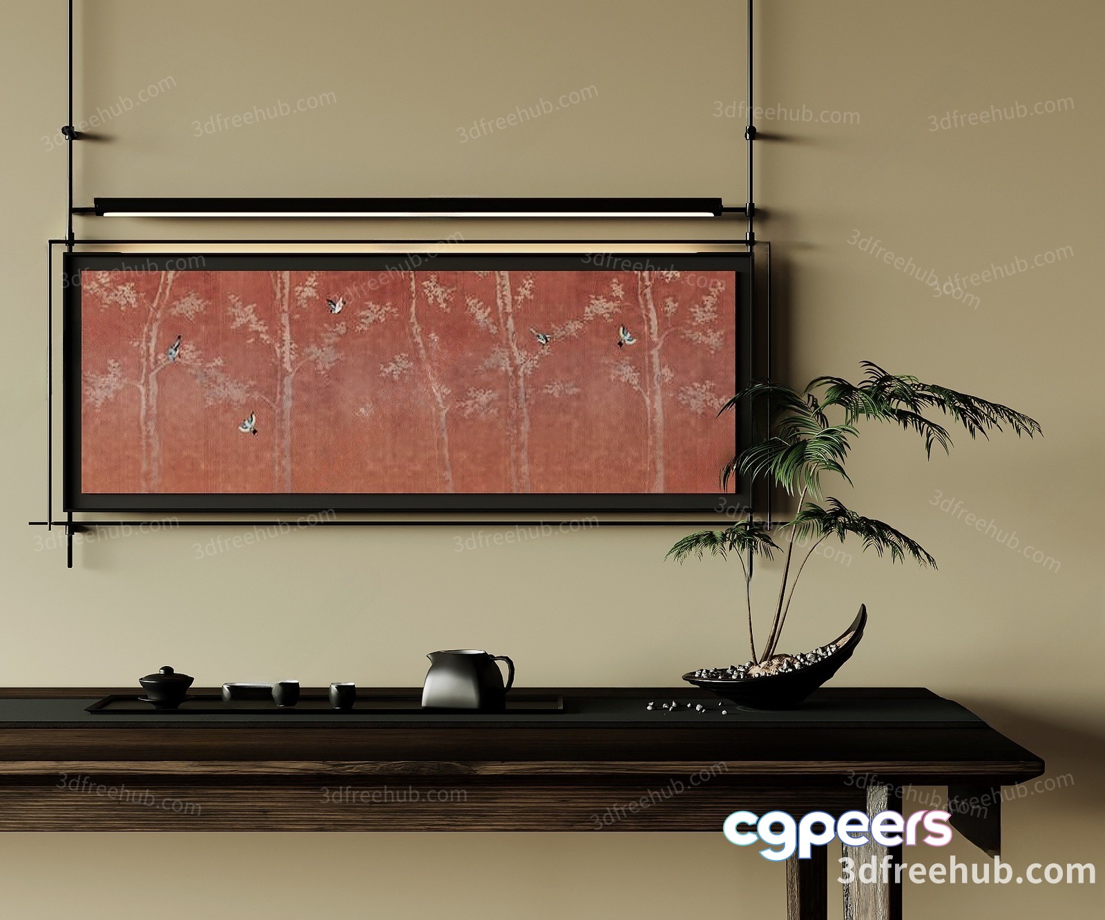 Modern Asian-Inspired Home Decor 3D Model - 3019 - VRAY Render Modern Asian-Inspired Home Decor 3D Model - 3019 - VRAY Render