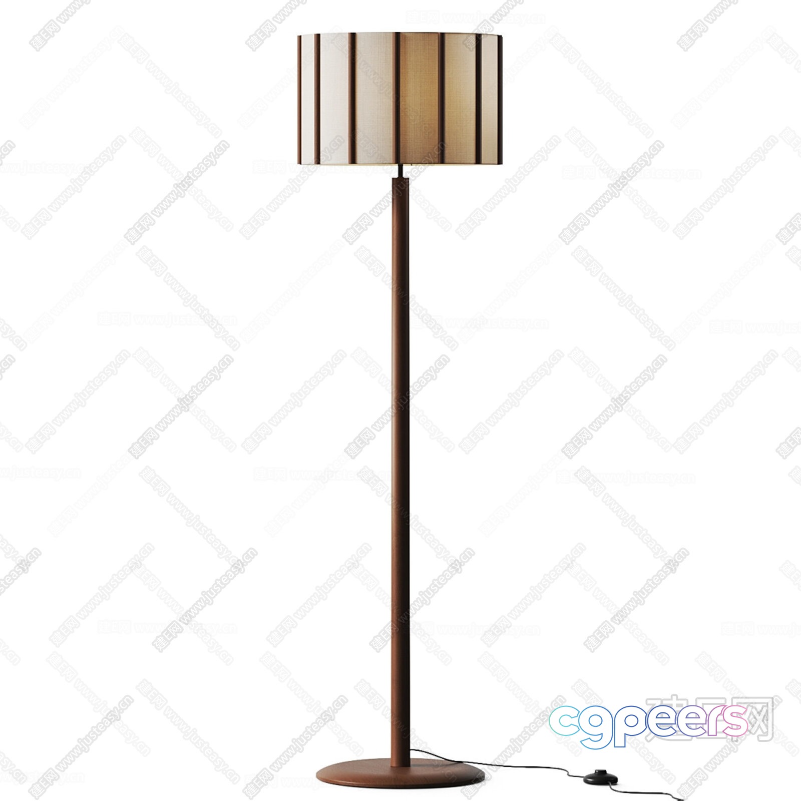 Modern Floor Lamp With A Wooden Base And Shade 3D Model - 13497 - CORONA Render