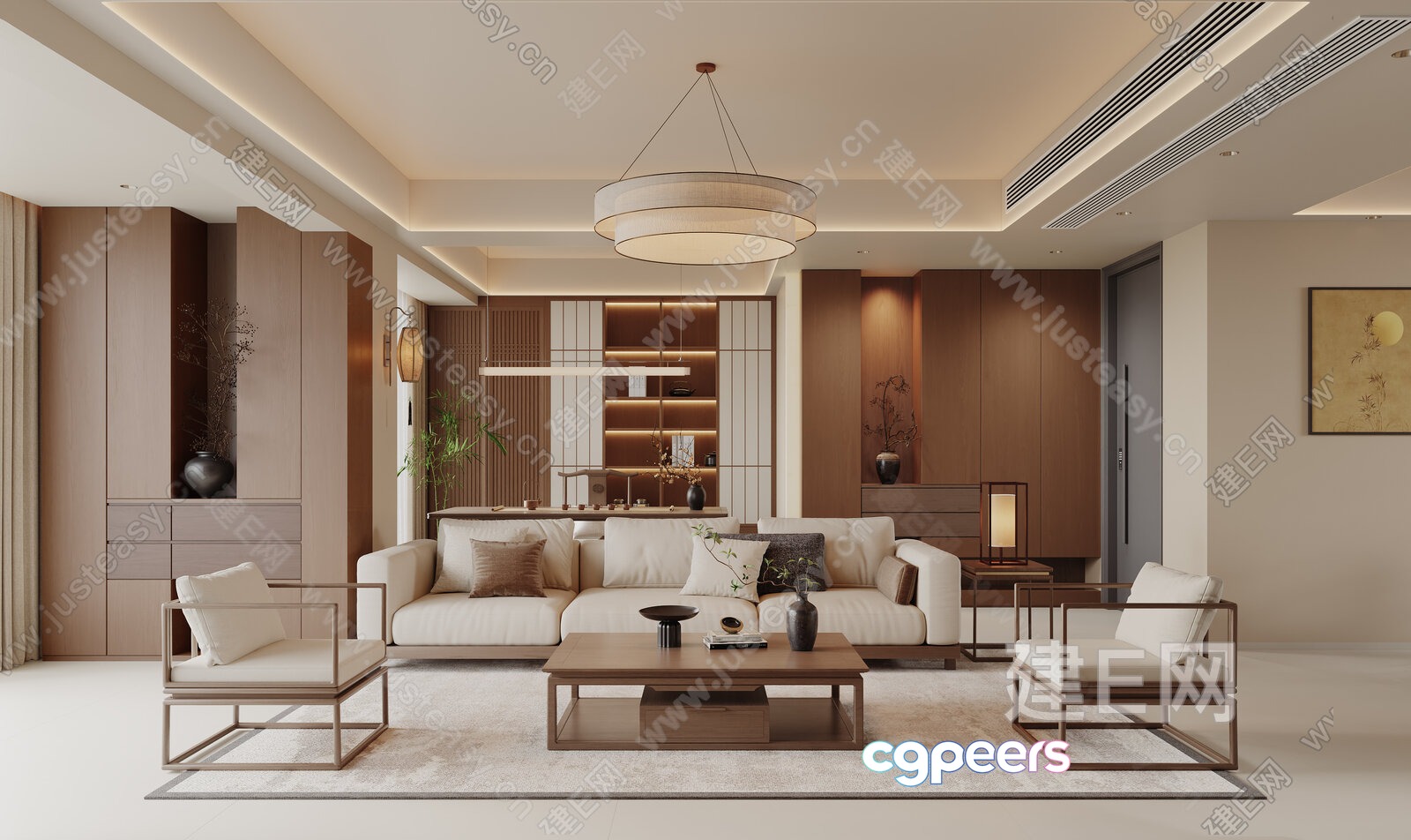 Modern Living Room 3D Model - 19193 - VRAY Render